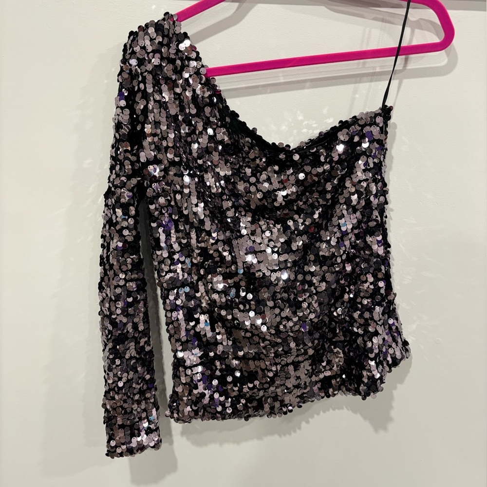 MSGM sequin one shoulder top size 42